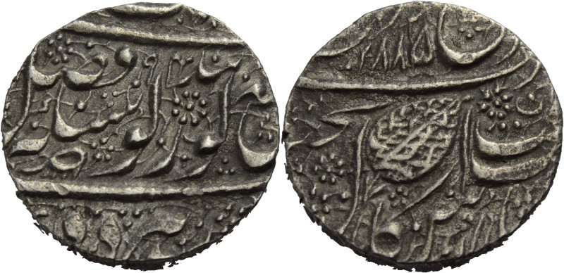 Indien. 
Die Sikh. 
RANJIT SINGH 1858-1896. AR Rupie, VS 1885. Amritsar. Pipal...