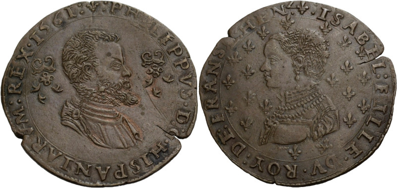 Belgien/-Flandern, Grafschaft. 
PHILIPP II., 1555-1598. Cu-Rechenpfennig 1561, ...