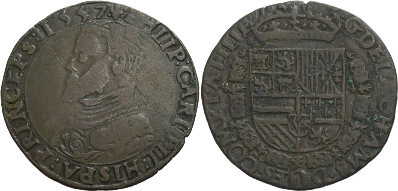 Belgien/-Rechenpfennige. 
Cu-Rechenpfennig, 1557. Rechenkammer zu Lille. Brustb...