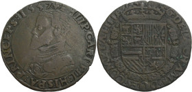 Belgien/-Rechenpfennige. 
Cu-Rechenpfennig, 1557. Rechenkammer zu Lille. Brustbild Philipps II. im Harnisch n.l. Rv. Gekrönter Wappenschild. 3,90 g. ...