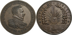 Niederlande/-Medaillen. 
Bronzemedaille, spätere Prägung o. J. (1582) der Medaille von G. Pilon, Paris. Herzog Fran\'e7ois d'Anjou von Brabant und Fl...