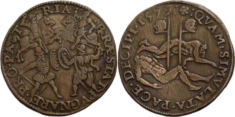 Niederlande/-Rechenpfennige. 
Dordrecht. Cu-Rechenpfennig, 1579. Zwei Reiter un...