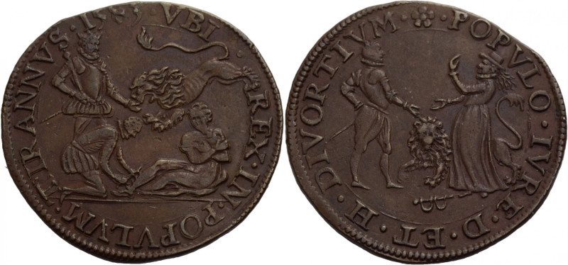 Niederlande/-Rechenpfennige. 
Dordrecht. Cu-Rechenpfennig 1583 auf die Volkserh...