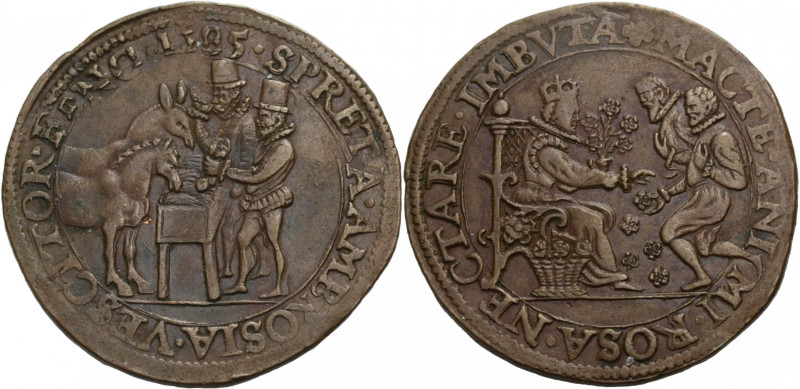 Niederlande/-Rechenpfennige. 
Dordrecht. Cu-Rechenpfennig 1595, auf den Vertrag...