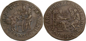 Niederlande/-Rechenpfennige. 
Dordrecht. Cu-Rechenpfennig 1595, auf den Vertrag von Nonsuch zwischen Elizabeth I. von England und den Holländischen R...