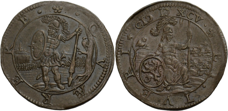 Niederlande/-Rechenpfennige. 
Dordrecht. Cu-Rechenpfennig 1595 Auf die Schlacht...