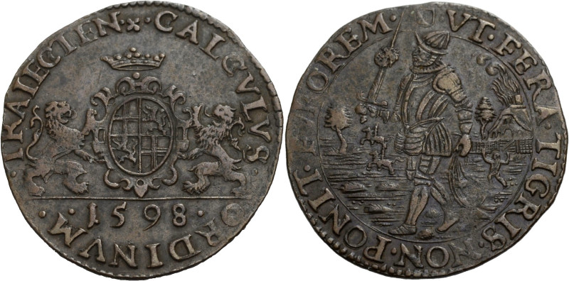 Niederlande/-Rechenpfennige. 
Utrecht. Rechenpfennnig, 1598. Der Mord an Wirich...
