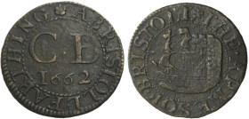 Grossbritannien/-Token 17. Jh.. 
GLOUCESTERSHIRE. 
BRISTOL. Farthing, 1662. C.B./ 1662. Below date, a small R, for the engraver Rawlins. Around edge...