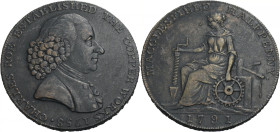 Grossbritannien/-Token 18. Jh., England. 
Cheshire. 
Macclesfield. Halfpenny 1790. Bust to r. CHARLES ROE ESTABLISHED THE COPPER WORKS 1758. Rev.: F...