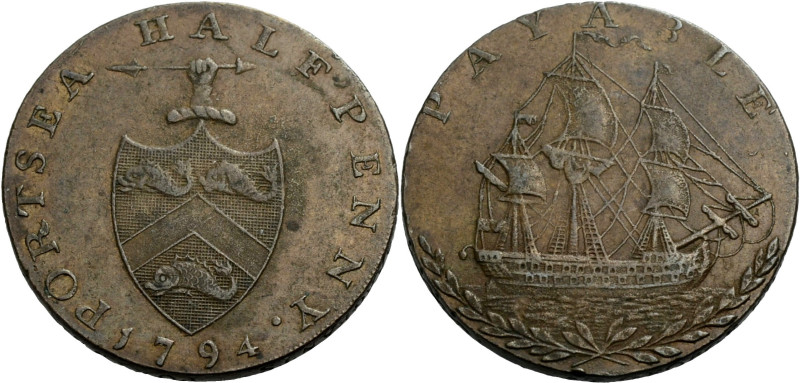 Grossbritannien/-Token 18. Jh., England. 
Hampshire. 
Portsea. Halfpenny 1794....