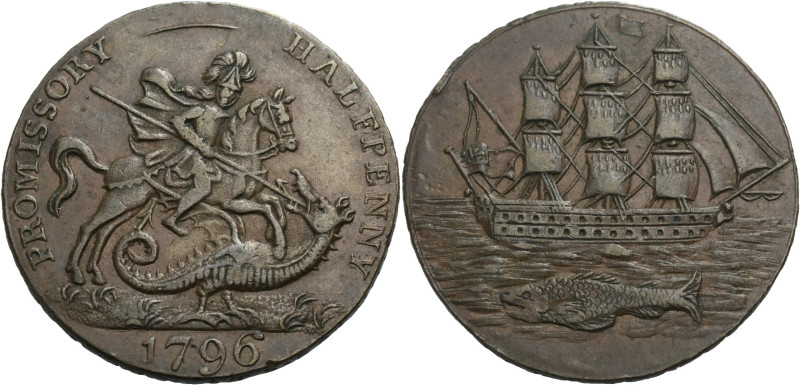 Grossbritannien/-Token 18. Jh., England. 
Hampshire. 
Portsea. Halfpenny, 1796...