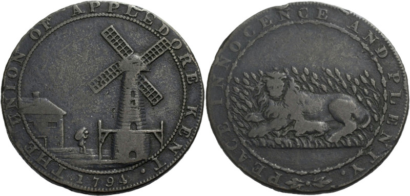 Grossbritannien/-Token 18. Jh., England. 
Kent. 
Appledore. Halfpenny 1794. A ...