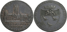 Grossbritannien/-Token 18. Jh., England. 
Kent. 
Canterbury. Halfpenny 1794. A view of Canterbury Cathedral. CANTERBURY TOKEN. Around edge, UNITY PE...