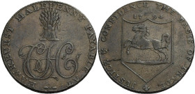 Grossbritannien/-Token 18. Jh., England. 
Kent. 
Hawkhurst. Halfpenny, 1794. A cypher, CH, with a wheatsheaf above. HAWKEURST (sic) HALFPENNY PAYABL...