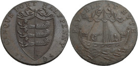 Grossbritannien/-Token 18. Jh., England. 
Kent. 
Hythe. Halfpenny 1794. Shield of the arms of the Cinque Ports. CINQUE PORT HALFPENNY 1794 Rev.: A m...