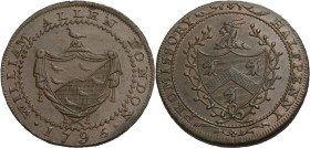 Grossbritannien/-Token 18. Jh., England. 
Middlesex. 
Allen's. Halfpenny The arms of the Shoemakers' Company. WILLIAM ALLEN LONDON. 1795. Rev.: Fami...