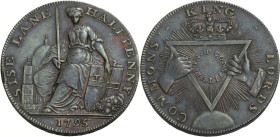 Grossbritannien/-Token 18. Jh., England. 
Middlesex. 
Davidson's. Halfpenny 1795. A female seated, holding a sword and shield bearing the arms of Lo...