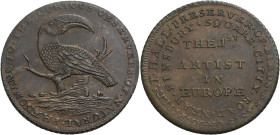 Grossbritannien/-Token 18. Jh., England. 
Middlesex. 
Hall's. Halfpenny, undated. A toucan sitting on a branch. TO.THE.CURIOUS.OBSERVERS.OF.NATURAL....
