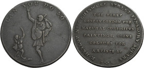 Grossbritannien/-Token 18. Jh., England. 
Middlesex. 
Heslop's. Halfpenny, undated. A man and an ape, both standing on one leg. CAN YOU DO SO Rev: R...
