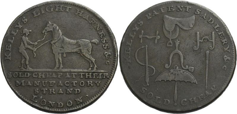 Grossbritannien/-Token 18. Jh., England. 
Middlesex. 
Kelly's. Halfpenny, unda...