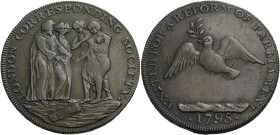 Grossbritannien/-Token 18. Jh., England. 
Middlesex. 
London Corresponding Society. Halfpenny 1795. The fable of the bundle of sticks. LONDON CORRES...