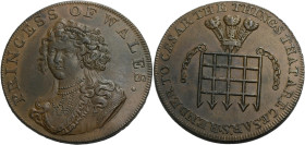 Grossbritannien/-Token 18. Jh., England. 
Middlesex. 
National Series. Halfpenny (ca. 1795). Bust of Caroline to l. PRINCESS OF WALES. Rv. The Princ...