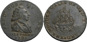 Grossbritannien/-Token 18. Jh., England. 
Middlesex. 
National Series. Halfpenny 1795. The Duke of York's bust to r., FREDR. DUKE OF YORK / HALFPENN...