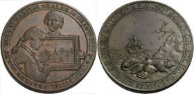 Grossbritannien/-Token 18. Jh., England. 
Middlesex. 
Ratley's. Halfpenny 1765. A man holds a picture while another inspects it. P. RATLEY. DUKES CO...