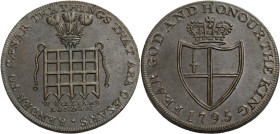 Grossbritannien/-Token 18. Jh., England. 
Middlesex. 
Williams'. Halfpenny 1795. The Prince of Wales' crest upon a portcullis. W. WILLIAMS / LONDON ...