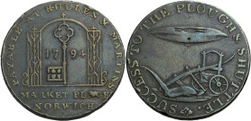 Grossbritannien/-Token 18. Jh., England. 
Norfolk. 
Norwich. Halfpenny, 1794 Key suspended from an iron archway. PAYABLE AT BULLEN & MARTINS. In fie...