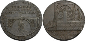 Grossbritannien/-Token 18. Jh., England. 
Shropshire. 
Coalbrook Dale. Halfpenny 1792. View of bridge with vessel. IRON BRIDGE AT COALBROOK DALE. 17...
