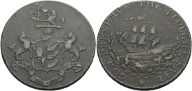 Grossbritannien/-Token 18. Jh., England. 
Suffolk. 
Ipswich. Halfpenny, undated ca. 1793-6 Arms, supporters, crest and motto KING COMMONS LORDS of I...