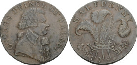 Grossbritannien/-Token 18. Jh., England. 
Sussex. 
Brighton. Halfpenny, 1794. Bust r. GEORGE PRINCE OF WALES. Rv. Crest and motto. HALFPENNY/ 1794. ...