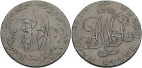 Grossbritannien/- Token 18. Jh., Wales. 
North Wales. 
Halfpenny, 1793. Druid's head l. in oak wreath with 15 acorns on the l. sprig and 16 on the r...