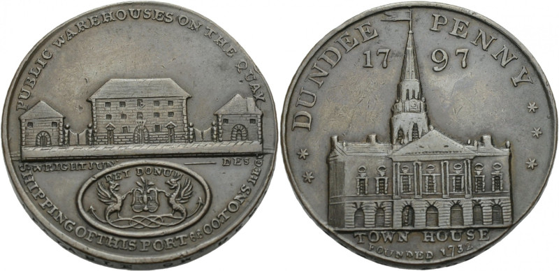 Grossbritannien/-Token 18. Jh., Scotland. 
Angusshire. 
Dundee. Penny 1797. La...
