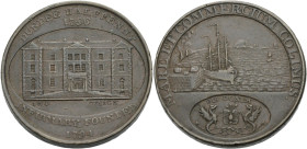 Grossbritannien/-Token 18. Jh., Scotland. 
Angusshire. 
Dundee. Halfpenny 1796. A public building, I.W.I. DESIGN in small letters under. DUNDEE HALF...