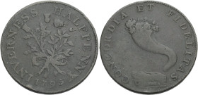 Grossbritannien/-Token 18. Jh., Scotland. 
Invernesshire. 
Inverness. Halfpenny. 1795. Rose and thistle tied with a bow. INVERNESS HALFPENNY. 1795. ...