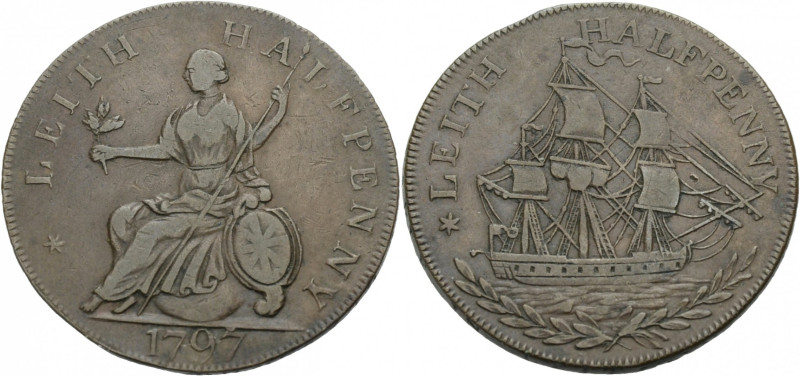 Grossbritannien/-Token 18. Jh., Scotland. 
Lothian. 
Leith. Halfpenny 1797. Br...