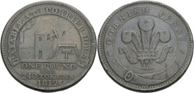 Grossbritannien/-Token 19. Jh. England. 
Cornwall. 
SCORRIER HOUSE. Penny 1812. PAYABLE AT SCORRIER HOUSE. Pumping engine and winding machine. ONE P...