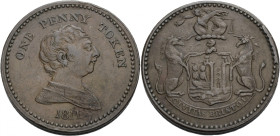 Grossbritannien/-Token 19. Jh. England. 
Somersetshire. 
BRISTOL. Penny 1811 Bust of George III to r. ONE PENNY TOKEN. Rv. Shield of arms with unico...