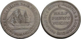 Grossbritannien/-Token 19. Jh. England. 
Somersetshire. 
BRISTOL. PATENT SHEATHING NAIL COMPANY. Halfpenny, 1812. Ship sailing l. Around, PATENT SHE...