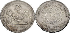 Grossbritannien/-Token 19. Jh. England. 
Somersetshire. 
BRISTOL. 12 Pence token, silver, 1811. Arms of Bristol. LET TRADE & COMMERCE FLOURISH/ ISSU...