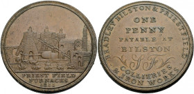 Grossbritannien/-Token 19. Jh. England. 
Staffordshire. 
BILSTON. Penny 1811 by Samuel Fereday. View of blast furnaces and engine house; less smoke ...
