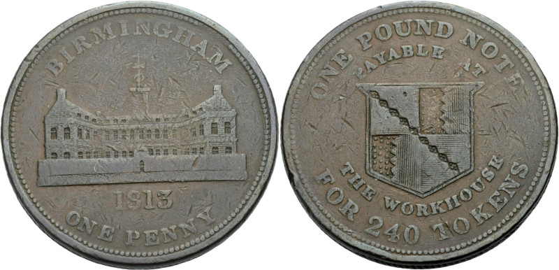 Grossbritannien/-Token 19. Jh. England. 
Warwickshire. 
BIRMINGHAM. WORKHOUSE....