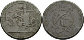 Grossbritannien/-Token 19. Jh. England. 
Worcestershire. 
WITHYMORE. J. GRIFFIN & SONS. Penny, 1813. WITHYMORE SCYTHE WORKS on a label above a view ...