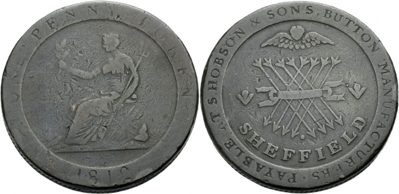 Grossbritannien/-Token 19. Jh. England. 
Yorkshire. 
SHEFFIELD. S. HOBSON & SO...