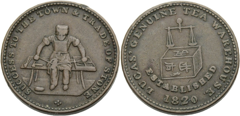 Grossbritannien/-Unofficial Farthings. 
STAFFORDSHIRE, STONE. Farthing, undated...