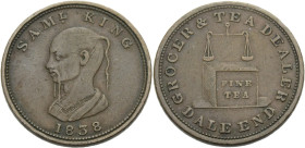 Grossbritannien/-Unofficial Farthings. 
WARWICKSHIRE. BIRMINGHAM. SAMUEL KING. Farthing, 1838. Bust of a Chinaman to l. SAML. KING. Below, 1838. Rv. ...