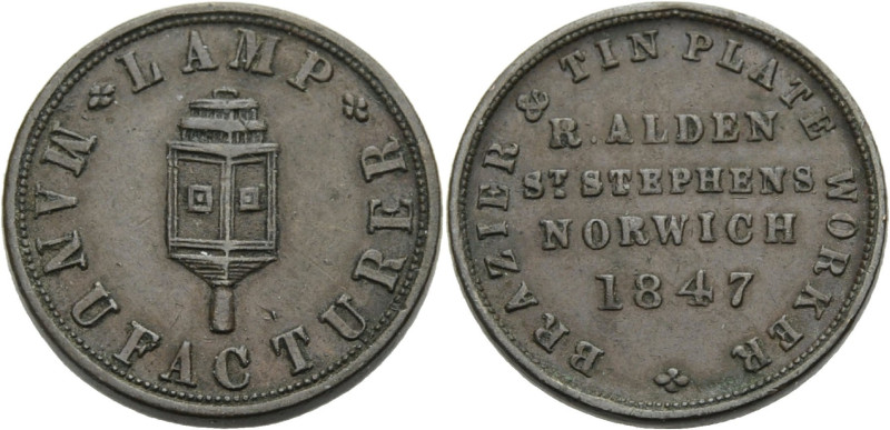 Grossbritannien/-Unofficial Farthings. 
NORFOLK;NORWICH. Farthing 1847. A carri...
