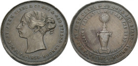 Grossbritannien/-Unofficial Farthings. 
LONDON, MIDDLESEX. Penny-sized Token. 1854 Head of young Victoria l. PAYABLE AT JOHN CLARK & Co. etc. Rv. A l...